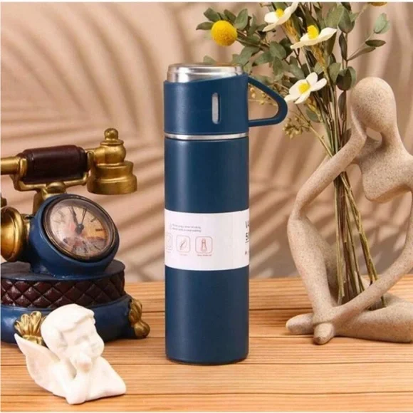 🆕 4PC Vacuum Thermos Bottle Set Blue - Picture 2 of 14